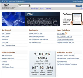 Screen capture of NLM PubMed Central