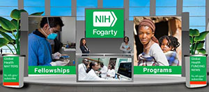 Screen capture of Fogarty virtual booth during NIH 2020 virtual grants workshop.