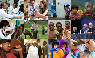 Collage of images from the top global health research news stories of 2014