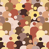 Illustration of stylized people representing various races and ethnicities